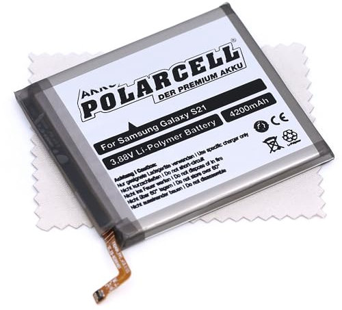 Polarcell Batterie de rechange pour Samsung Galaxy S21 (remplace la batterie d'origine EB-BG991ABY) 4200 mAh avec chiffon de nettoyage Mungoo