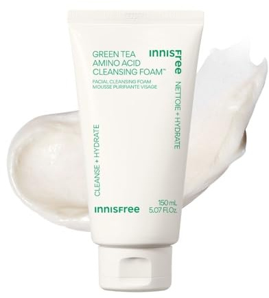 innisfree Green Tea Amino Acid Cleansing Foam, Sulfate-Free Hydrating Korean Face Wash, Gentle Lather, pH-Balanced Skincare