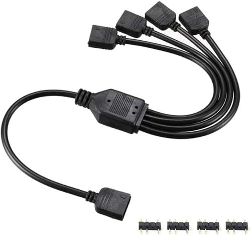 upHere gaming ARGB Fan Hub,Adaptador para computadora 5V 3PIN ARGB,Ventilador Hub Splitter Cable Soporta hasta 4 Ventiladores (53ARGB)…