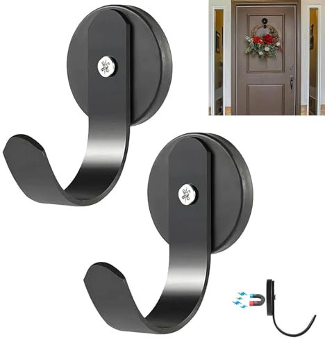 2 Pack Magnetic Wreath Hanger for Front Doors,Scratch Wreath Holder for Steel Door Metal Wreath Hook for Wreath Decorations
