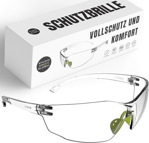 StudioGreenGlobal Schutzbrille - Anti-Fog und kratzfest | Leicht und Komfortabel | Perfekter Schutz für Heimwerker, Gartenarbeit, Auto- und Fahrradwartung, Putzarbeiten