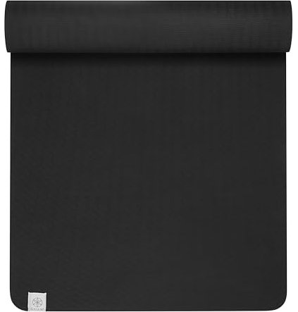 Gaiam Yogamatte, 6 mm, TPE, rutschfest, für Hot Yoga, Pilates und Bodentraining, Schwarz
