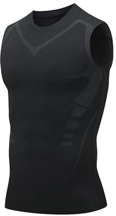 Smatstyle Camiseta de compresión Sin Mangas para Hombre Camisetas de Correr Ranspirable Secado Rápido para Hombre Tops de Jogging Fitness (FR/ES, Letras, M, Regular, Regular, Negro)