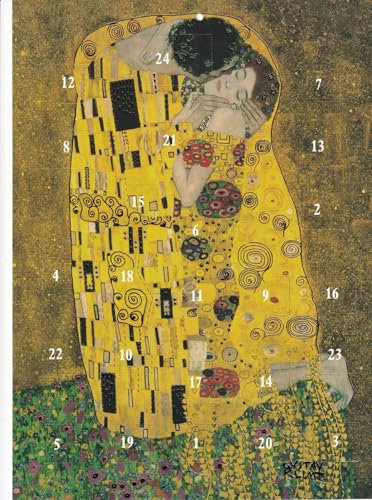 Nostalgischer Adventskalender A4 Gustav Klimt der Kuss aus Karton