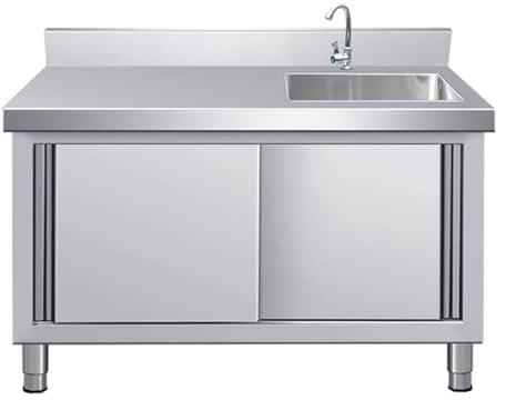 Edelstahl-Spülenschrank mit Plattform Standalone-Spüle Gewerbe Haushalt Küchenschrank Außenspüle mit Wasserhahn