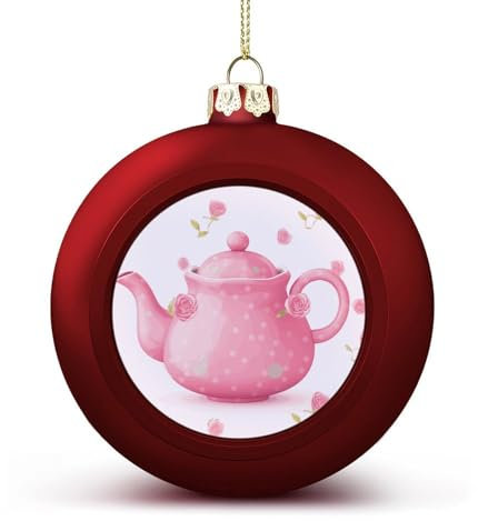 2024 Weihnachtskugel-Ornamente, 6,1 cm, bruchsicher, Christbaumschmuck, Kugeln, Teekanne, Weihnachtsdekoration, Weihnachtsdekoration, Rot