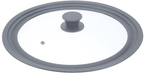 sourcing map 1Pcs Universal Lid for Pot Fit 11, 12, 12.5 Inch Diameter Cookware, Replacement Pan Lids with Heat Resistant Silicone Rim, Steam Vent Pan Lid for Pots, Frying Pans, Skillets, Gray