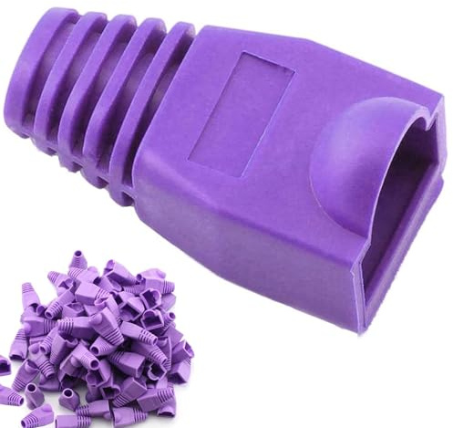 Aczyqws 100 Pcs RJ45 Connector Ethernet Cable Color Coded Strain Relief Boots Purple