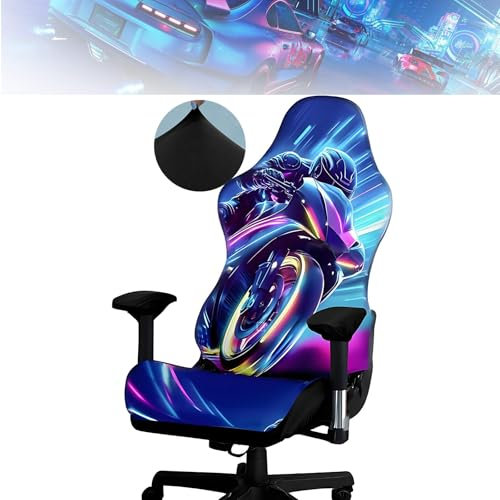 Tedkoo Housse de Chaise de Jeux, Housse de Chaise Ordinateur élastique Extensible Motifs de Voitures de Course, pour Chaise de Jeu de Bureau (sans Chaise)(Gaming Motif E)