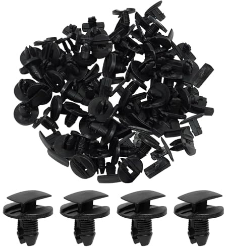 Yuiturt 50 Clips de Fixation Pare-chocs en Plastique, Rivets Auto Universels pour Citroën Peugeot (Jumpy, Berlingo, C3-C6) et Renault Clio 2, Attaches de Carrosserie Noir