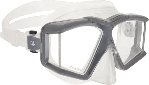 CRESSI Horizon Mask Clear/Graphite - Unisex Tauch und Schnorchelmaske mit 4 Separaten Temperargläsern für eine Pneingeschränkte Rundumsicht, Klar/Graphit