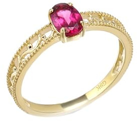 Homxi Trauringe Hochzeit Damen Ringe Gold 585, Oval mit Kreierter Granat, Gold Damen Ring Verlobungsringe Gr. 54 (17.2)