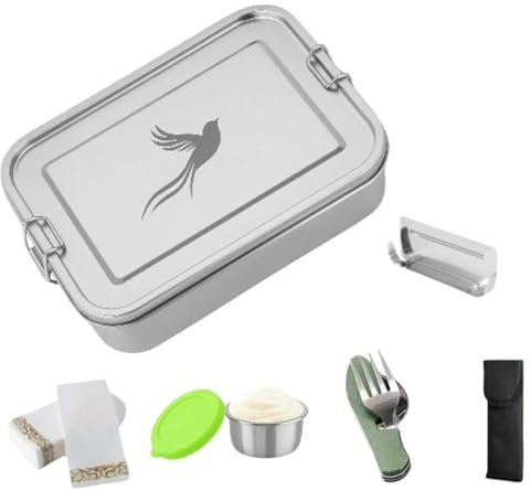 Little Lorien Brotdose Edelstahl 1200 ml – Bento Box auslaufsicher mit 2 Fächern & Besteck – Meal Prep Box – Brotdose Kinder & Erwachsene – Farbwahl (Grün)