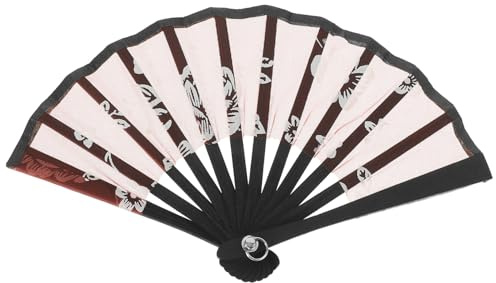 Toyvian Vintage Mini Folding Hand Fan Dark Red Retro Handheld Party Decoration Doll Accessory