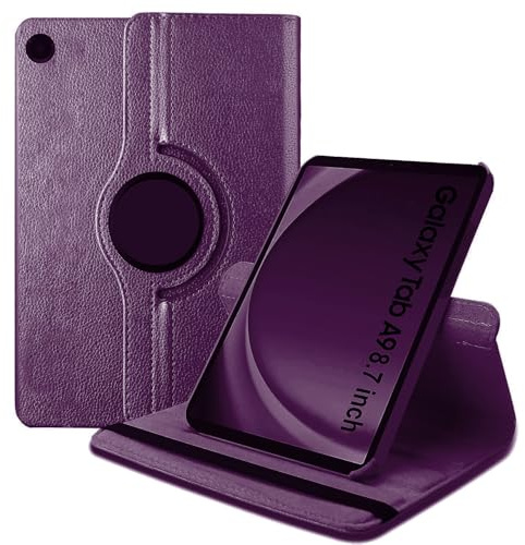 World biz Case Fits Samsung Galaxy Tab A11 8.7 Inch (2025) / Tab A9 8.7 Inch (2023), 360 Degree Rotation Protective Stand Leather Folio Cover, Auto Wake/Sleep, Samsung A11/A9 Tablet (Purple)