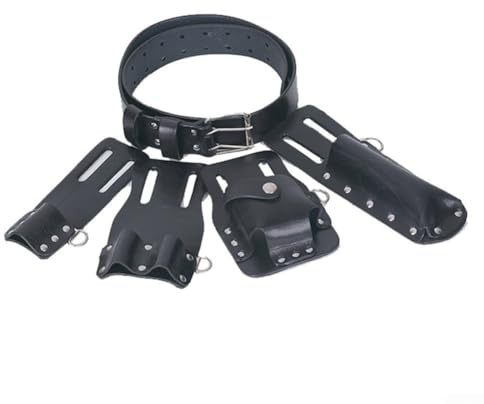 EcoLivzen 5 in 1 Leather Tool Belt Pouch Set with Adjustable Holders for Spanners Levels Hammers, Sturdy Scaffold Pouch for Professionals(black)