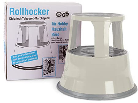 Rollhocker | Elefantenfuß | Stahl | TÜV + GS geprüft | Lichtgrau