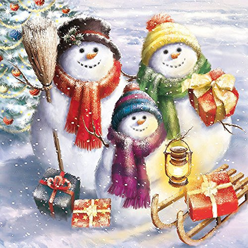 Ambiente Weihnachtsservietten 33cm 20 Stück Schneemannfamilie