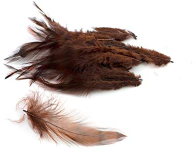20 Hahnenfedern CHINCHILLA ca. 10-15cm (braun 870) // Dekofedern Bastelfedern Federn Schmuckfedern Vogelfedern