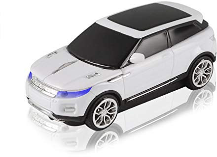 3C Kingdom 2.4GHz Wireless Mouse Cool Sports SUV Car Shaped Mouse 1603DPI Optical Office Portable Travel Mice with USB Receiver for PC Computer Laptop (White)