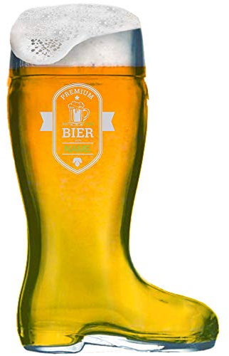 Bierstiefel 1L mit individueller Gravur [Name] und [Motiv 03] - MeinGlas