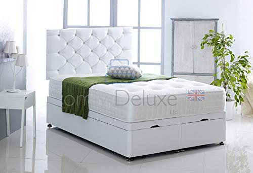 Faux Leather Ottoman Foot Lift Bed Base with HEADBOARD ONLY by Comfy Deluxe LTD (White, 4FT Small Double)