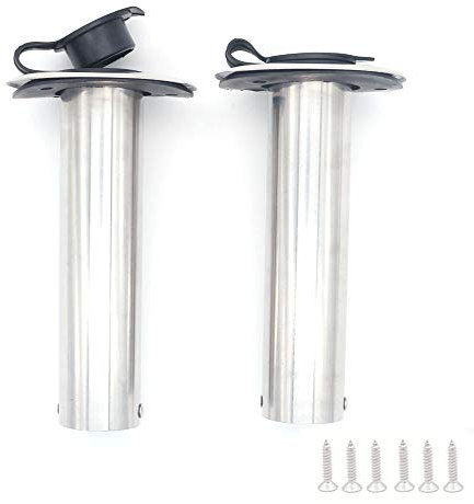 NUZAMAS 2X Fishing Rod Holders 316 Marine Grade Stainless Steel Flush Mount 90 Degree Gasket Cap for Boat Heavy Duty Holder