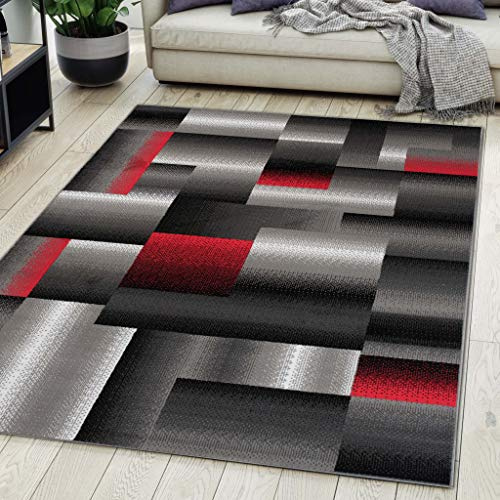 Carpeto Groß Teppich Wohnzimmer 250x350cm Anthrazit Grau Geometrisch Weich | Teppich für Schlafzimmer Büro Esszimmer Pflegeleicht Fußbodenheizungsgeeignet Reinigungsmittelbeständig Kurzflor Synthetisch