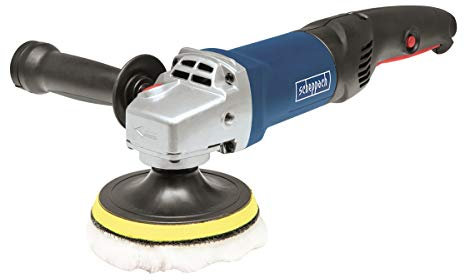 SCHEPPACH PM600 Winkelpolierer- Profi Poliermaschine/Poliergerät (Rotationsschleifer 600W, 1200-5000/min Drehzahl, 125mm Scheiben-ø,) inkl. Koffer und Seitenzusatzhandgriff