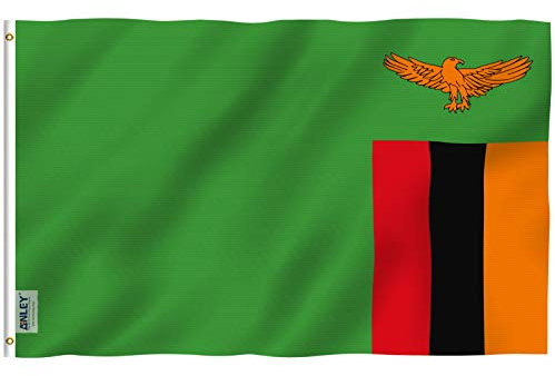 ANLEY Fly Breeze 3x5 piedi Bandiera Zambia - Resistente ai colori vivaci e anti-sbiadimento UV - Intestazione in tela e doppia cucitura - Bandiere dello Zambia Poliestere con passacavi