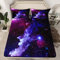 Loussiesd Lila Blau Universum Spannbetttuch Galaxy Sternenhimmel drucken Bettlaken Set Kinder Jungen Mädchen weiche rutschfeste Mikrofaser Spannbettlaken 140x200cm mit 1 Kissenbezug 80x80cm
