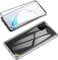 Hkess Schutzhülle für Samsung Galaxy S10 Lite, magnetische Adsorption, 360-Grad-Schutz, ultradünn, transparent, Vorder- und Rückseite, Hartglas, Aluminiumrahmen, Metall-Flip-Cover, Silber