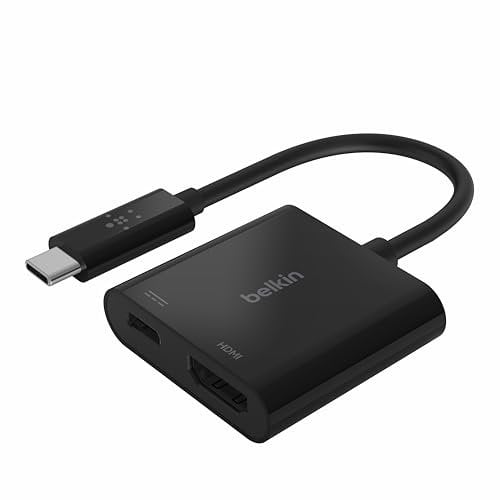 Belkin USB-C-zu-HDMI-Adapter + Aufladen (4K-UHD-Videounterstützung, Power Passthrough bis zu 60 W für angeschlossene Geräte)