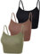 Boao 3 Stücke Leibchen Top Crop Tank Top (Schwarz, Grün, Kaffee, M)