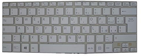 RTDPART Tastiera del Computer Portatile per Sony VAIO SVF14 9Z.NADBQ.10E 149237461IT AEHK8I001203A Italia IT Bianco con retroilluminazione Nuova