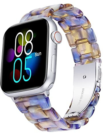 BINLUN Harz Armband Kompatibel mit Apple Watch 45/44/46/49/38/40/41/42mm für Damen Herren Ersatzarmband Kompatibel mit iWatch Serie 10 9 8 7 6 5 4 3 2 1 Ultra SE Licht Mode Band Kompatibel mit iWatch