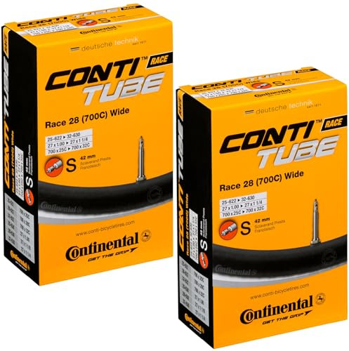 Continental Race 28 Wide 700x25-32c Inner Tubes - 42mm Presta Valve (Pack of 2 w/Conti Sticker)