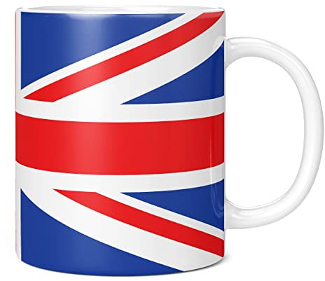 Mug Monster - Union Jack Full Wrap Flag, British or London Souvenir, Jubilee Gift - Ceramic Coffee Mug/Cup, Gift for Men or Women, Extra Large and Giant Mug Available, 20oz White Mug