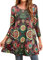 Enmain Tunic Tops for Women UK Long Sleeve Tops Casual Longline Ladies 3/4 Sleeves Tunic Dress UK Party Elegant Tunics Blouse Shirts for Leggings,Multicolor,XXL