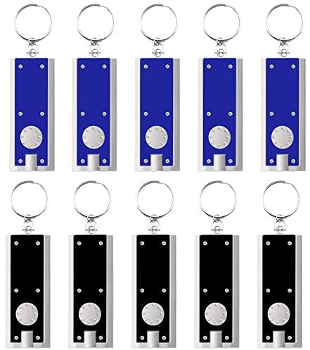 SOL 10pk LED Keyring Torch - Pocket Torch with Built-in Batteries, Mini LED Keyring Torch for Outdoor, Emergency & Daily Use, Compact Mini Torches for Kids