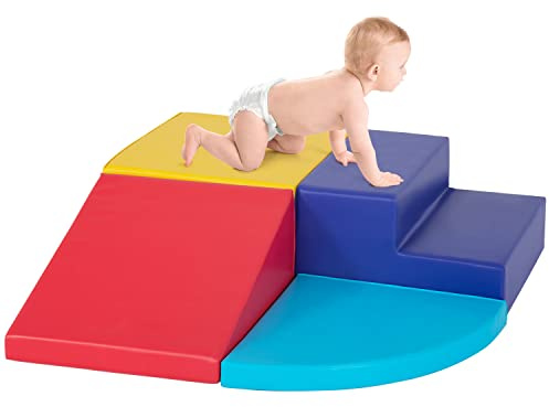 PayLessHere Climbing Toys for Toddlers 1-3 4-Piece Colorful Foam Blocks Play Set Indoor Baby Toys for Crawling & Sliding Soft Corner Climber for Babies Indoor Play for Homes, Schools