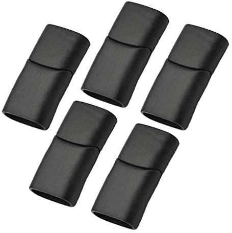 zalati Jewelry Clasps 5pcs 316L Stainless Steel Buckle Closures for Flat Leather Cord DIY Keyring Accessories - Black L