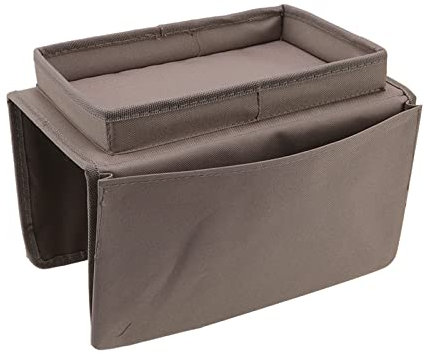 Canapé Plateau Canapé Bras 600D Oxford Tissu Table Canapé Porte-gobelet Canapé Télécommande Caddy Titulaire Canapé Organisateur Tissu Poches Latérales pour Canapé(brun)