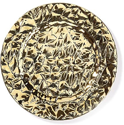Inge-glas Dekoteller Kunststoff 33 cm x 1 Stück Diamanten Muster Metallic Optik Weihnachtsteller Gold