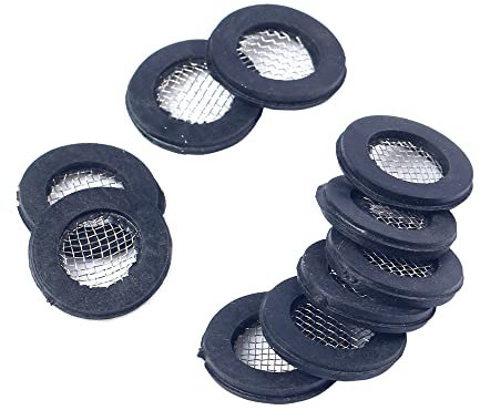 Shower Hose Washers 19mm 24mm Rubber Gasket with Filter Net Sealing Ring for Bathroom Shower Head Flexible Pipe Valve Tap Connector Dishwasher Old Seals O Rings Black 10 Pack (1/2 Inch)