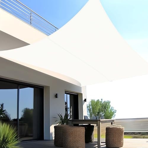 SUNNY GUARD Vela ombreggiante Impermeabile 5x6m Tenda a Vela Rettangolare,Tenda da Sole per Esterno Protezione Raggi UV per Giardino Esterno terrazza, Crema