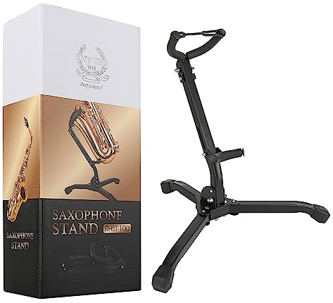 Rhythm Folding Alto/Tenor Sax Stand - Adjustable Saxophone Holder Rack