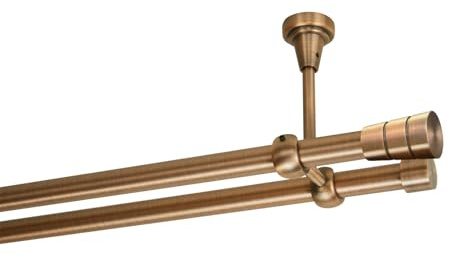 Gardinenstange 320 cm Deckenmontage | Vorhangstange 2 läufig Ø 19mm | Kupfer Antik Vintage-Look Retro-Stil | Sferic
