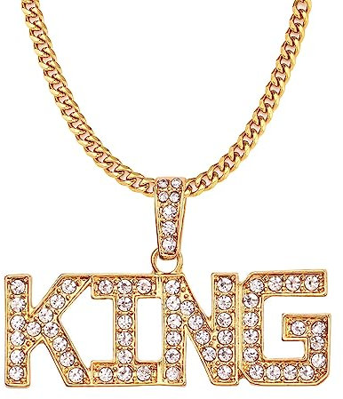 Weenkeey King Zeichen Halskette King Goldkette 70er 80er 90er Hip Hop Gold Halskette für Männer Damen