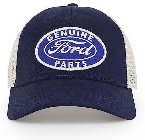 AMERICAN NEEDLE Offiziell lizenzierte Ford Motor Co. Baseballkappe, verstellbar, OSFA, Valin (Elfenbein/Marineblau), Einheitsgröße